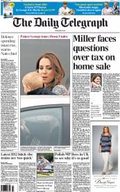 The Daily Telegraph (UK) Newspaper Front Page for 7 April 2014