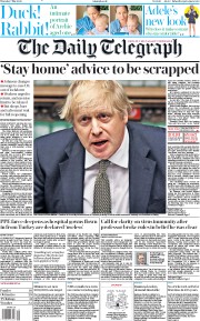 The Daily Telegraph (UK) Newspaper Front Page for 7 May 2020