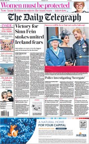 The Daily Telegraph front page for 7 May 2022