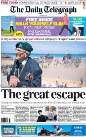 The Daily Telegraph (UK) Newspaper Front Page for 7 June 2014