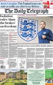 The Daily Telegraph (UK) Newspaper Front Page for 7 July 2021