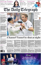 The Daily Telegraph (UK) Newspaper Front Page for 7 August 2015
