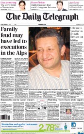 The Daily Telegraph (UK) Newspaper Front Page for 7 September 2012