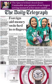 The Daily Telegraph (UK) Newspaper Front Page for 7 September 2015