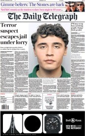 The Daily Telegraph front page for 7 September 2023