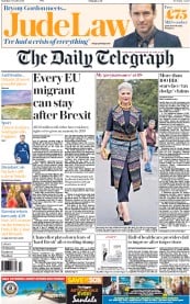 The Daily Telegraph (UK) Newspaper Front Page for 8 October 2016