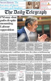 The Daily Telegraph (UK) Newspaper Front Page for 8 October 2020