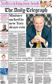The Daily Telegraph (UK) Newspaper Front Page for 8 October 2022