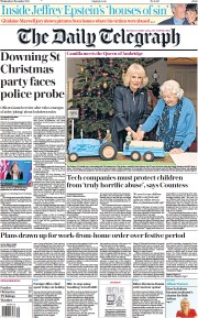 The Daily Telegraph (UK) Newspaper Front Page for 8 December 2021