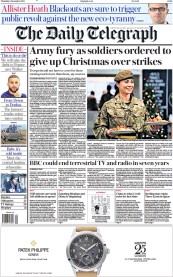 The Daily Telegraph front page for 8 December 2022