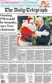 The Daily Telegraph front page for 8 December 2023