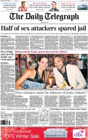 The Daily Telegraph (UK) Newspaper Front Page for 8 January 2014