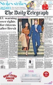 The Daily Telegraph (UK) Newspaper Front Page for 8 January 2020