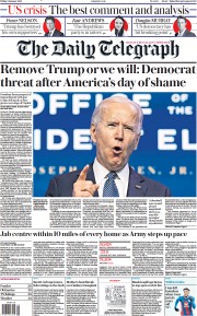 The Daily Telegraph (UK) Newspaper Front Page for 8 January 2021