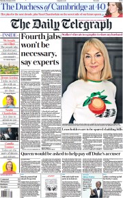 The Daily Telegraph front page for 8 January 2022
