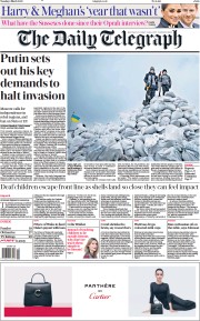 The Daily Telegraph (UK) Newspaper Front Page for 8 March 2022