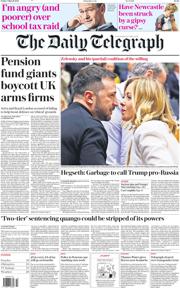 The Daily Telegraph front page for 8 March 2025