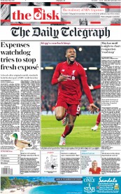 The Daily Telegraph (UK) Newspaper Front Page for 8 May 2019