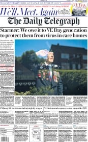 The Daily Telegraph (UK) Newspaper Front Page for 8 May 2020