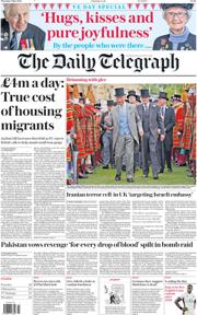 The Daily Telegraph front page for 8 May 2025