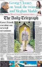 The Daily Telegraph (UK) Newspaper Front Page for 8 June 2019