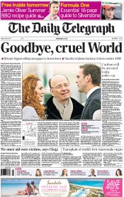 The Daily Telegraph (UK) Newspaper Front Page for 8 July 2011
