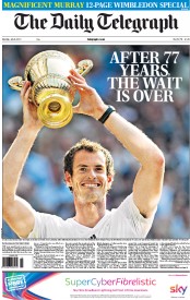 The Daily Telegraph (UK) Newspaper Front Page for 8 July 2013