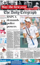 The Daily Telegraph (UK) Newspaper Front Page for 8 July 2017