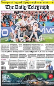 The Daily Telegraph (UK) Newspaper Front Page for 8 July 2021