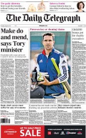 The Daily Telegraph (UK) Newspaper Front Page for 8 August 2013