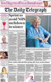 The Daily Telegraph front page for 8 August 2022