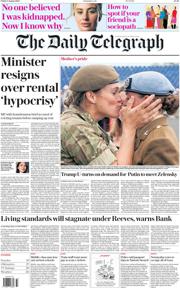 The Daily Telegraph front page for 8 August 2025