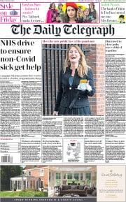 The Daily Telegraph (UK) Newspaper Front Page for 9 October 2020