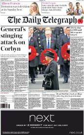 The Daily Telegraph (UK) Newspaper Front Page for 9 November 2015