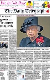 The Daily Telegraph (UK) Newspaper Front Page for 9 November 2020