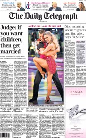 The Daily Telegraph (UK) Newspaper Front Page for 9 December 2013