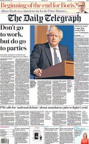 The Daily Telegraph (UK) Newspaper Front Page for 9 December 2021