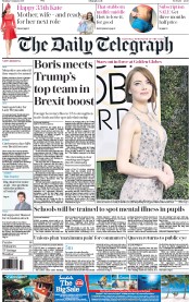 The Daily Telegraph (UK) Newspaper Front Page for 9 January 2017