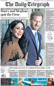 The Daily Telegraph (UK) Newspaper Front Page for 9 January 2020