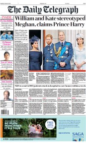 The Daily Telegraph (UK) Newspaper Front Page for 9 January 2023