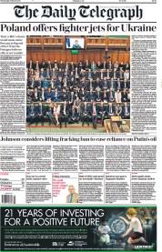 The Daily Telegraph (UK) Newspaper Front Page for 9 March 2022