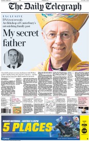 The Daily Telegraph (UK) Newspaper Front Page for 9 April 2016