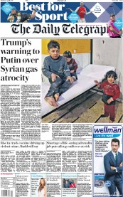The Daily Telegraph (UK) Newspaper Front Page for 9 April 2018