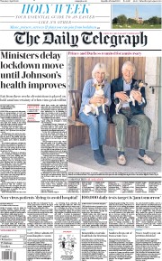 The Daily Telegraph (UK) Newspaper Front Page for 9 April 2020