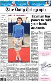 The Daily Telegraph (UK) Newspaper Front Page for 9 May 2014