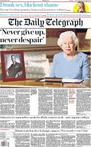 The Daily Telegraph (UK) Newspaper Front Page for 9 May 2020
