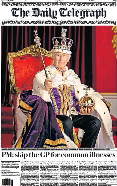 The Daily Telegraph Newspaper Front Page (UK) for 9 May 2023