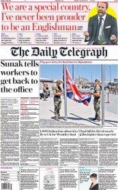The Daily Telegraph (UK) Newspaper Front Page for 9 July 2021