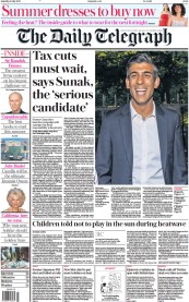 The Daily Telegraph (UK) Newspaper Front Page for 9 July 2022