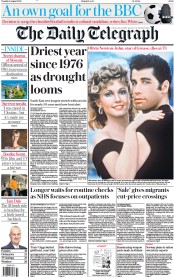 The Daily Telegraph front page for 9 August 2022